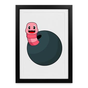 Worm Bowling Boule de bowling - Affiche encadrée (27 × 37 cm) - noir - Devant
