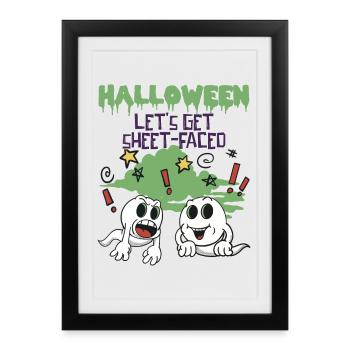Halloween - Mettons-nous à face de feuille - Affiche encadrée (27 × 37 cm) - noir - Devant
