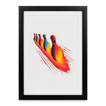 Bowling alley Steamwave - Affiche encadrée (27 × 37 cm) - noir - Devant
