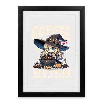 Café Sorcière Faire Potion Mignon Kawaii Design - Affiche encadrée (27 × 37 cm) - noir - Devant