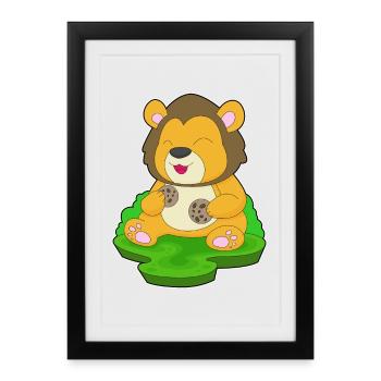 Lion Cookie - Affiche encadrée (27 × 37 cm) - noir - Devant