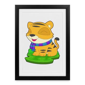 Écharpe d’hiver Tigre - Affiche encadrée (27 × 37 cm) - noir - Devant