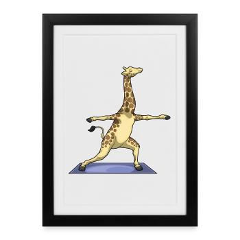 Giraffe Yoga Fitness Gymnastics - Framed poster (27 × 37 cm) - black - Front