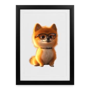 Poméranien Poméranien Poméranien Spitz allemand doux - Affiche encadrée (27 × 37 cm) - noir - Devant