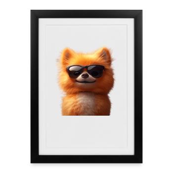 Poméranien Poméranien Poméranien Spitz allemand doux - Affiche encadrée (27 × 37 cm) - noir - Devant