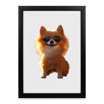 Poméranien Poméranien Poméranien Spitz allemand doux - Affiche encadrée (27 × 37 cm) - noir - Devant