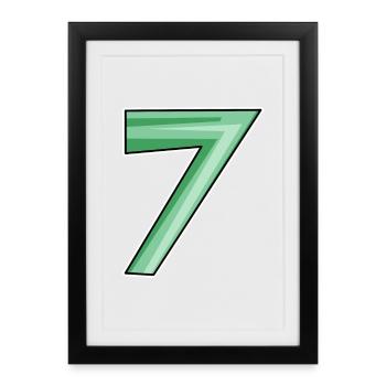 Motif sept numéro 7 - Affiche encadrée (27 × 37 cm) - noir - Devant