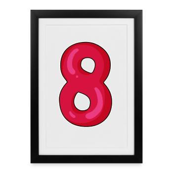 Number 8 Eight Number Red Dark - Framed poster (27 × 37 cm) - black - Front