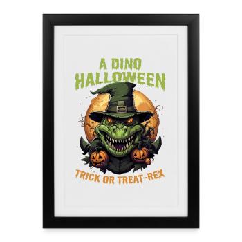 Dino Halloween – Dinosaur Witch Hat Pumpkin Funny - Framed poster (27 × 37 cm) - black - Front