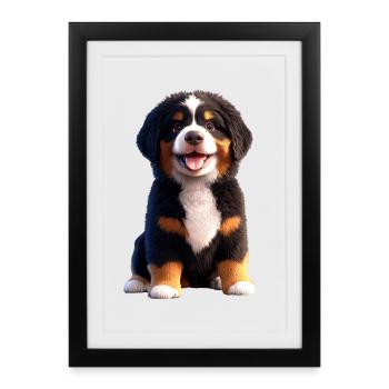 Bouvier bernois Chiens mignons Bouvier suisse - Affiche encadrée (27 × 37 cm) - noir - Devant