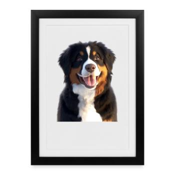 Bouvier bernois Chiens mignons Bouvier suisse - Affiche encadrée (27 × 37 cm) - noir - Devant