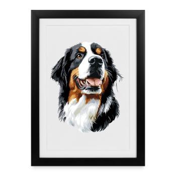 Bouvier bernois Chiens mignons Bouvier suisse - Affiche encadrée (27 × 37 cm) - noir - Devant