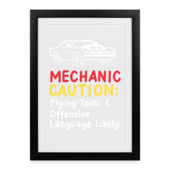 Automechaniker Auto Drag Racing - Gerahmtes Poster (27 × 37 cm) - Schwarz - Vorne