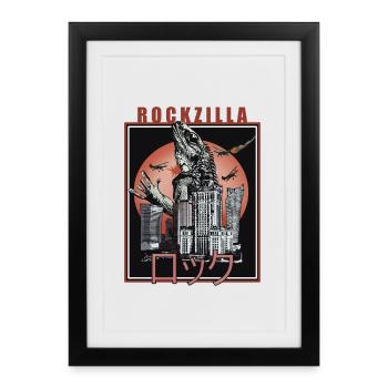 T-shirt rétro Kaiju City Battle - Affiche encadrée (27 × 37 cm) - noir - Devant