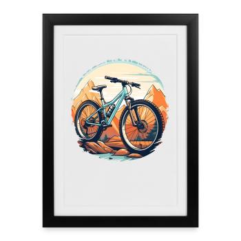 VTT Croquis Vintage - Affiche encadrée (27 × 37 cm) - noir - Devant