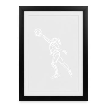 Croquis de joueuse de volley-ball - Affiche encadrée (27 × 37 cm) - noir - Devant