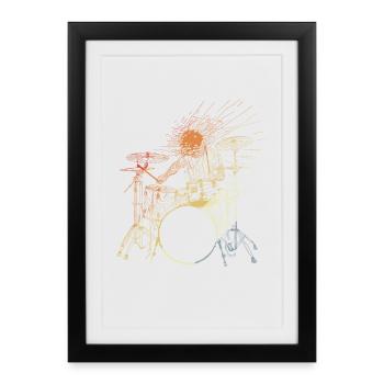 Batteur Look Vintage - Affiche encadrée (27 × 37 cm) - noir - Devant