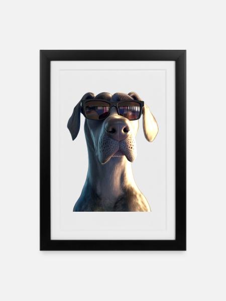 Deutsche Dogge Hatzrüde Saupacker Große Doggen - Gerahmtes Poster (27 × 37 cm) - Schwarz