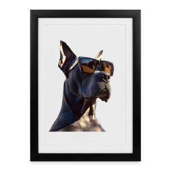 Dogue Allemand Hatz Mâle Saupacker Dogue Allemand - Affiche encadrée (27 × 37 cm) - noir - Devant