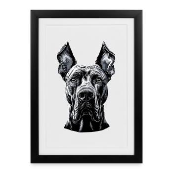 Dogue Allemand Hatz Mâle Saupacker Dogue Allemand - Affiche encadrée (27 × 37 cm) - noir - Devant