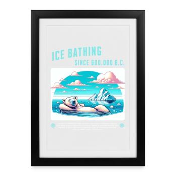 Relaxed polar bear while bathing in the Arctic - Framed poster (27 × 37 cm) - black - Front