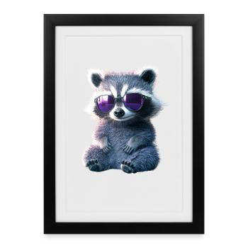 raton laveur raton laveur J’adore petit raton laveur mignon - Affiche encadrée (27 × 37 cm) - noir - Devant