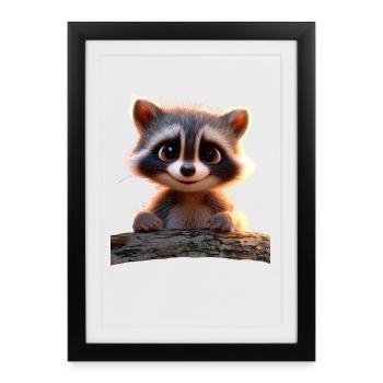 raton laveur raton laveur J’adore petit raton laveur mignon - Affiche encadrée (27 × 37 cm) - noir - Devant