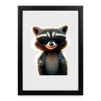 raton laveur raton laveur J’adore petit raton laveur mignon - Affiche encadrée (27 × 37 cm) - noir - Devant