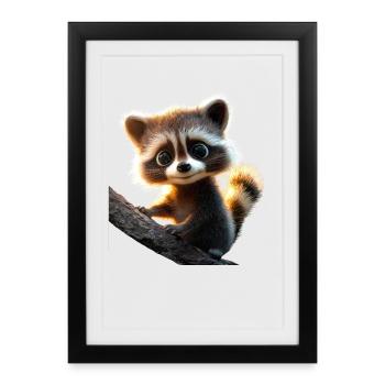 raton laveur raton laveur J’adore petit raton laveur mignon - Affiche encadrée (27 × 37 cm) - noir - Devant