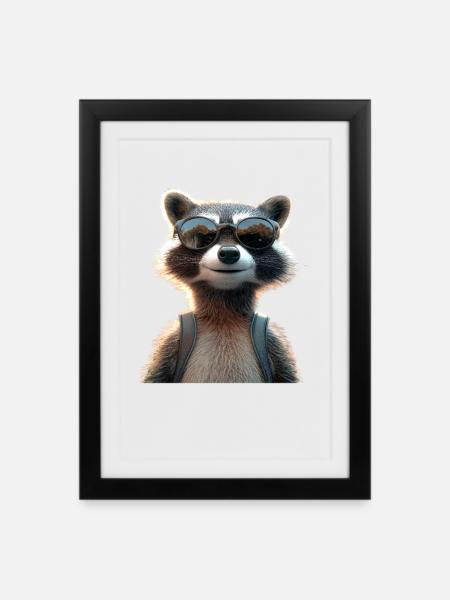 Waschbär Raccoon Ich Liebe Kleine Süße Waschbären - Gerahmtes Poster (27 × 37 cm) - Schwarz