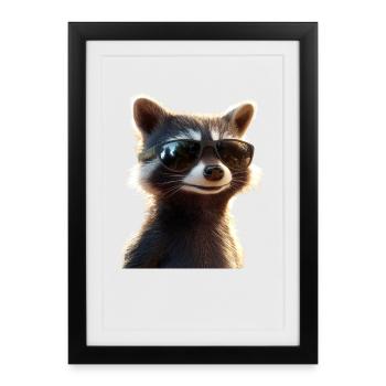 raton laveur raton laveur J’adore petit raton laveur mignon - Affiche encadrée (27 × 37 cm) - noir - Devant