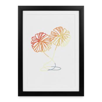 Pom-pom girl pompons croquis - Affiche encadrée (27 × 37 cm) - noir - Devant