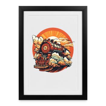 Look de bande dessinée de train - Affiche encadrée (27 × 37 cm) - noir - Devant
