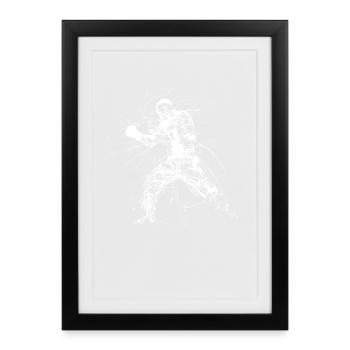 Dessin de kickboxing - Affiche encadrée (27 × 37 cm) - noir - Devant