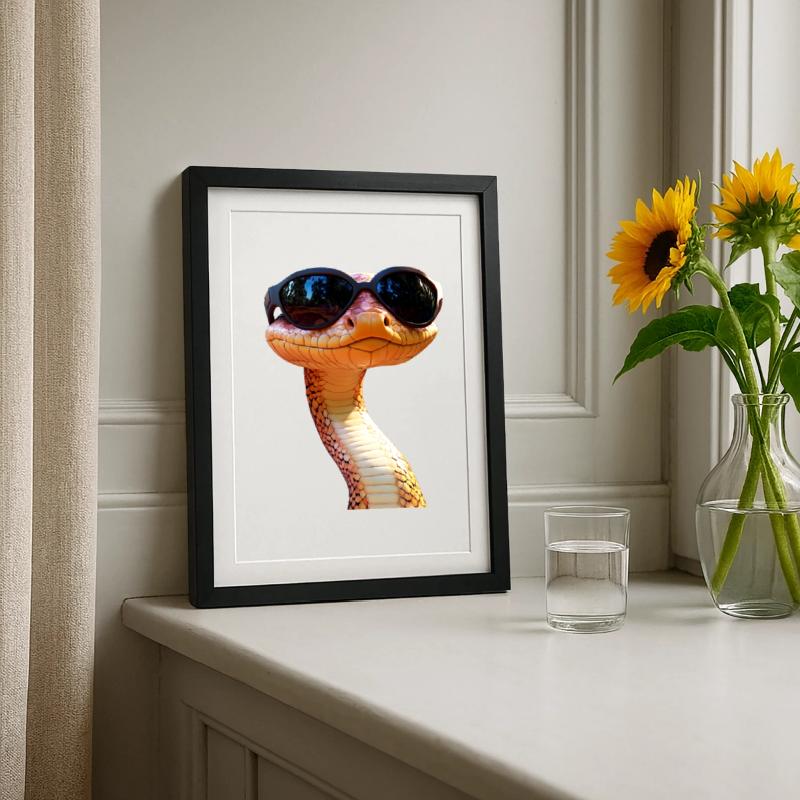 Serpent Python Cobra Mamba Serpent à sonnettes Serpent Affiche encadrée (27 × 37 cm)