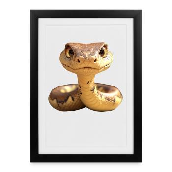 Serpent Python Cobra Mamba Serpent à sonnettes Serpent - Affiche encadrée (27 × 37 cm) - noir - Devant