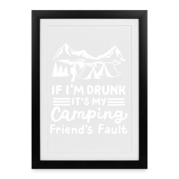 Camping Camper - Gerahmtes Poster (27 × 37 cm) - Schwarz - Vorne