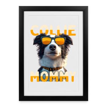 Border Collie Maman Chien Maman Fête des Mères Collie Maman - Affiche encadrée (27 × 37 cm) - noir - Devant