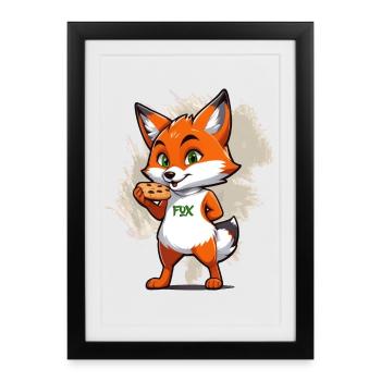 Renard aux biscuits - Affiche encadrée (27 × 37 cm) - noir - Devant
