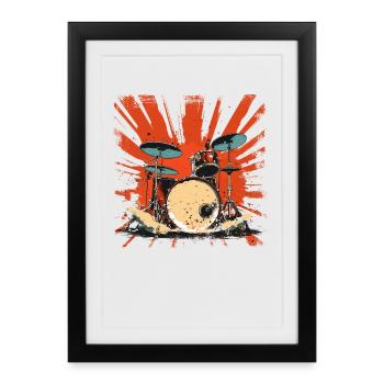 Retro Drums Graphic - Framed poster (27 × 37 cm) - black - Front