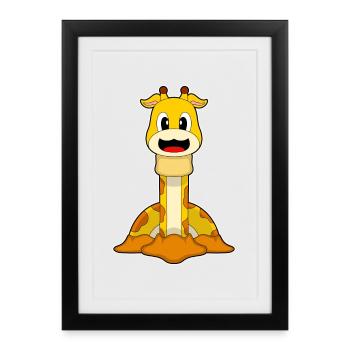 Girafe drôle - Affiche encadrée (27 × 37 cm) - noir - Devant