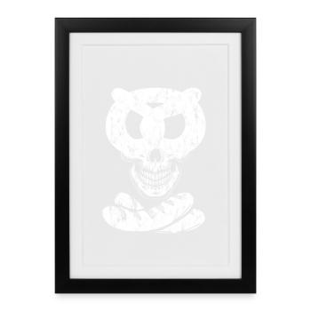 Weisswurst Pretzel Skull - Framed poster (27 × 37 cm) - black - Front