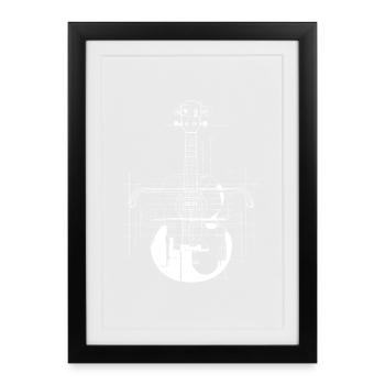 Ukulele Drawing - Framed poster (27 × 37 cm) - black - Front