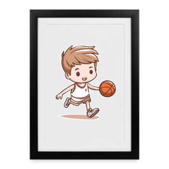 Little basketball player sketch - Framed poster (27 × 37 cm) - black - Front