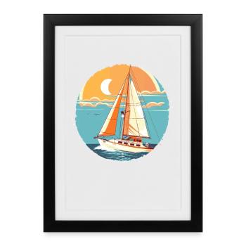 Sailing Comic Look - Framed poster (27 × 37 cm) - black - Front