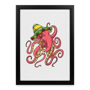 Sombrero pieuvre - Affiche encadrée (27 × 37 cm) - noir - Devant