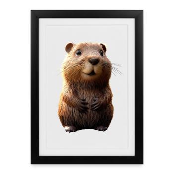 Beaver Motif Beaver Whisperer Rodents Cute Beaver - Framed poster (27 × 37 cm) - black - Front