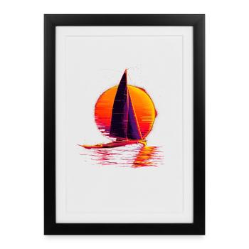 Voile à l’ancienne - Affiche encadrée (27 × 37 cm) - noir - Devant