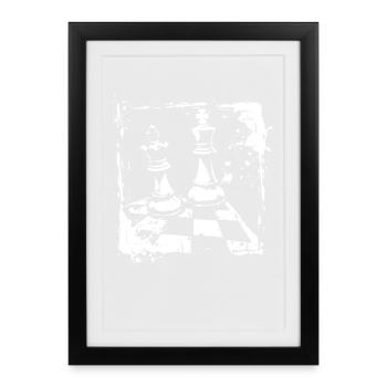 Chess queen and king - Framed poster (27 × 37 cm) - black - Front