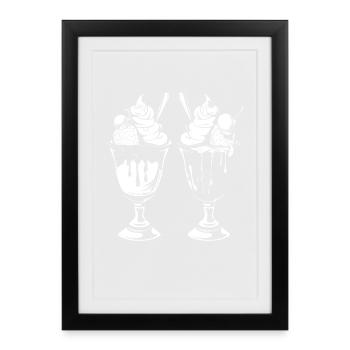 Ice cream sundae graphic - Framed poster (27 × 37 cm) - black - Front